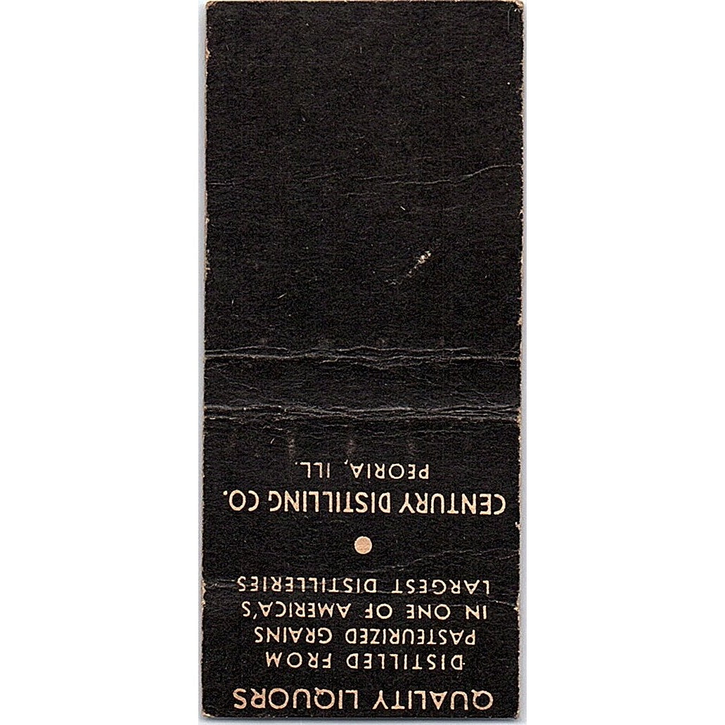 Century Club Bourbon Whiskey Vintage Matchbook Cover SC7-Y5
