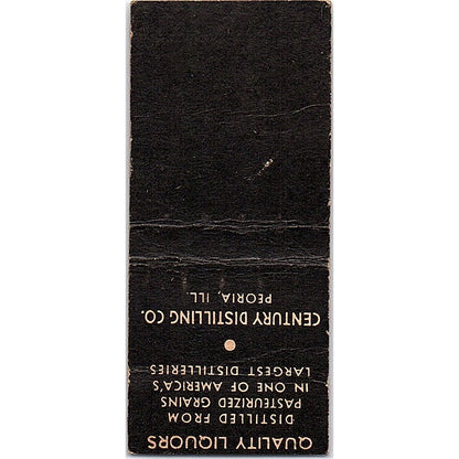 Century Club Bourbon Whiskey Vintage Matchbook Cover SC7-Y5