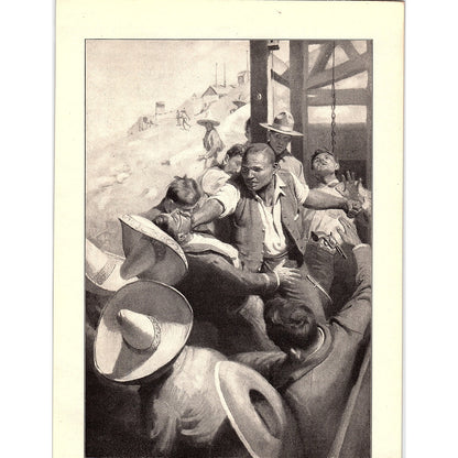 c1920 Mexican Fight Scene W. Herbert Dunton Southwestern Vintage Print 6x9" V17