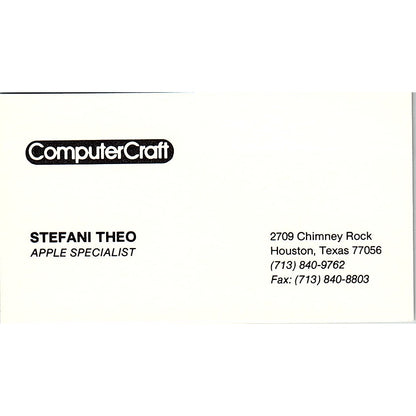Stefani Theo ComputerCraft Houston TX Vintage Business Card SD9-B2