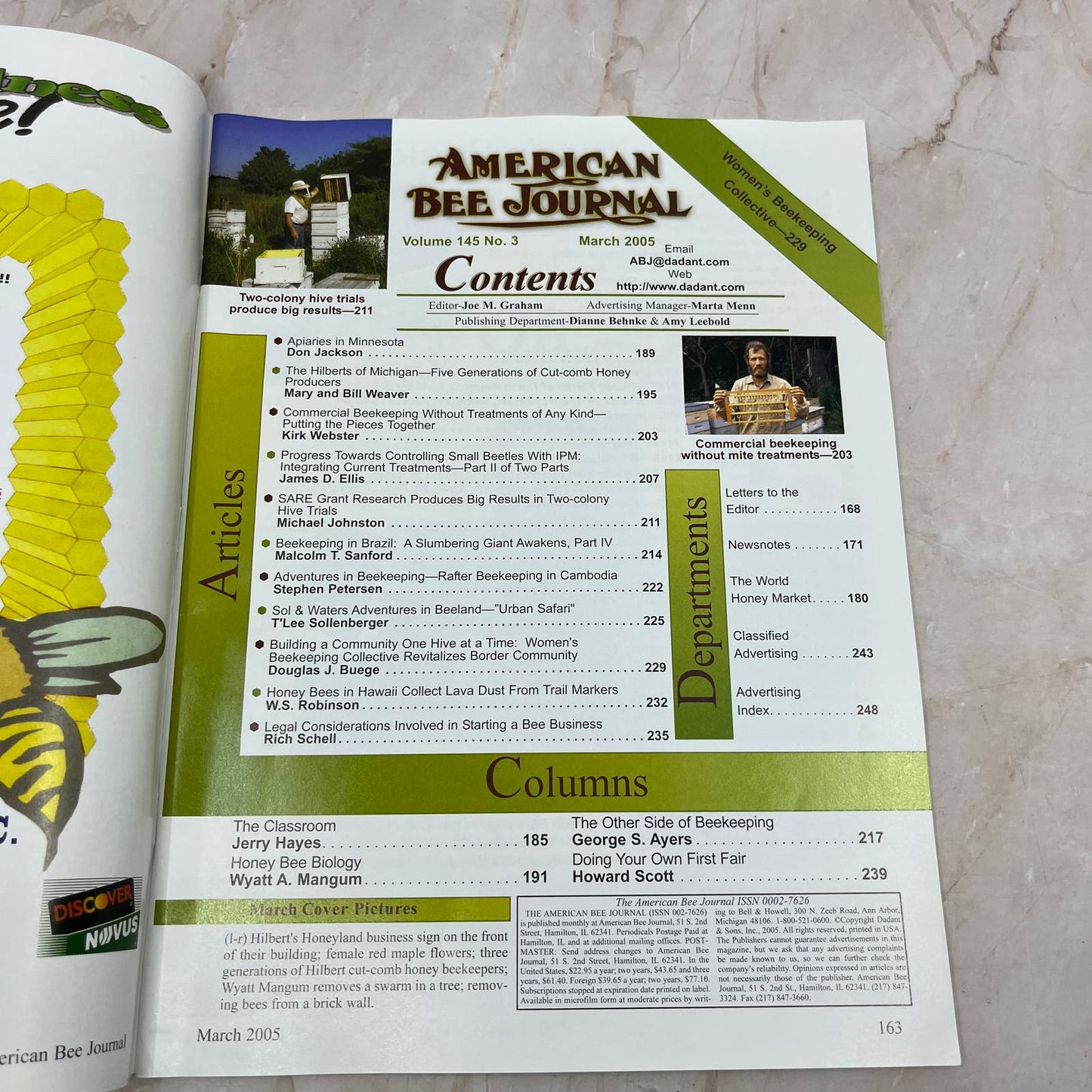 2005 March American Bee Journal Magazine Bees Beekeeping Honey M8
