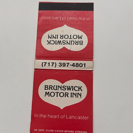 Brunswick Motor Inn Lancaster Vintage Matchbook Cover TB8-MB2-2