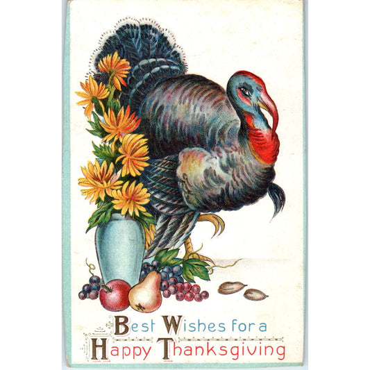 Thanksgiving Turkey Embossed Antique Postcard PC8