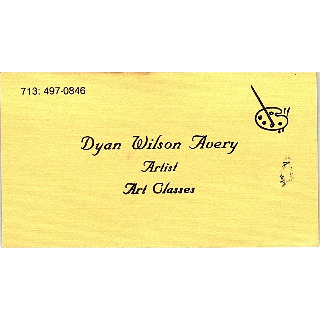 Dyan Wilson Avery Artist Houston TX Vintage Business Card SE3-B11