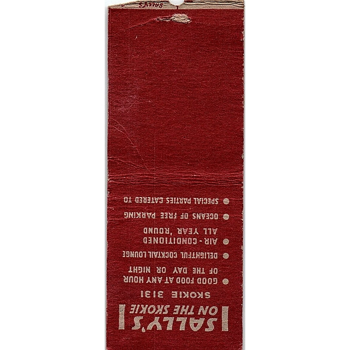 Sally's On The Skokie IL Map Vintage Matchbook Cover SC7-Y5