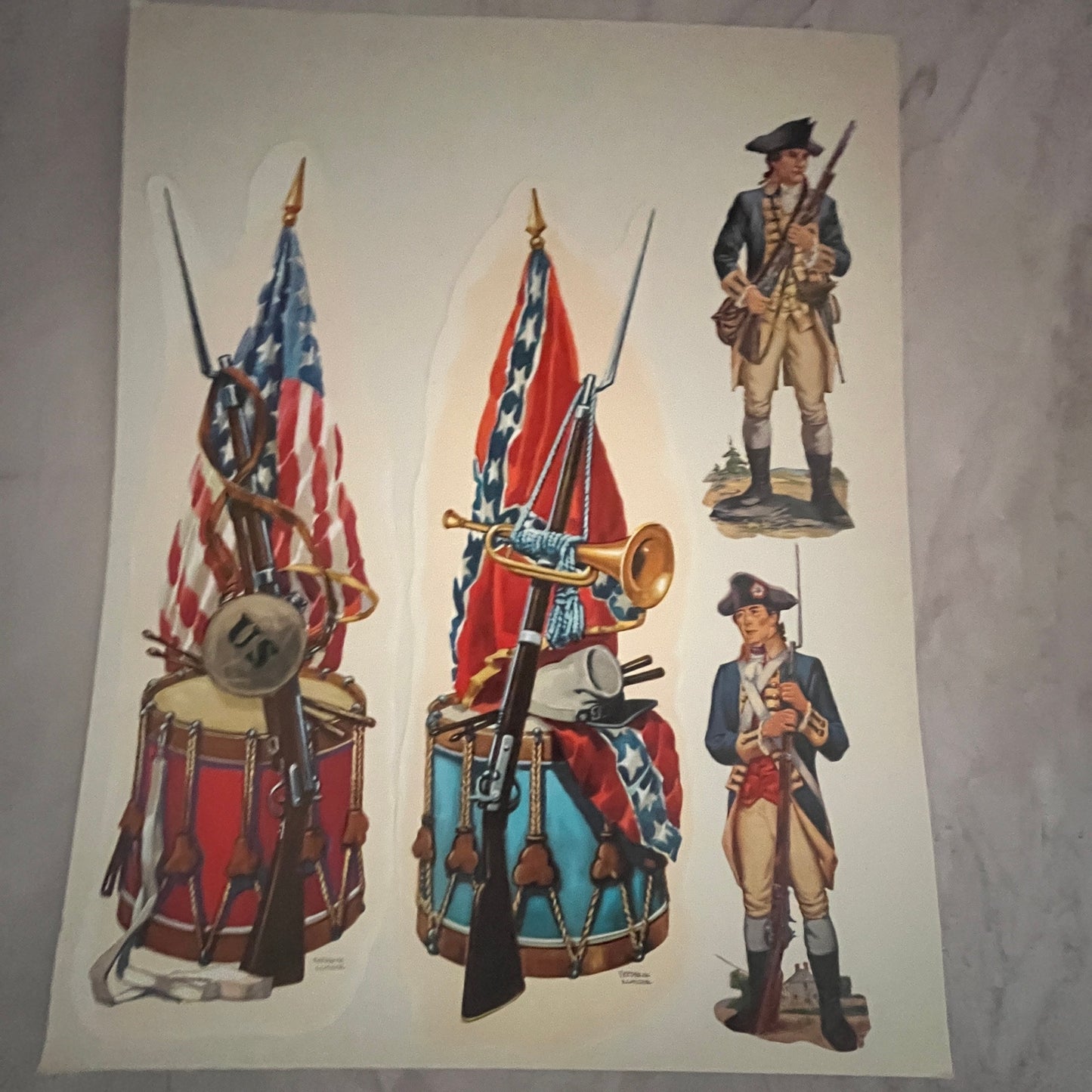 Vintage Frederick Elmiger Revolutionary War Mounted Cutouts 12x16" Art Print FL1