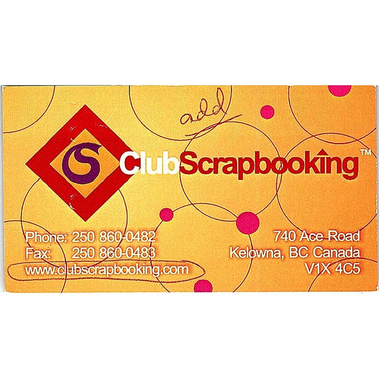 Club Scrapbooking Kelowna BC Canada Vintage Business Card SC9-B9