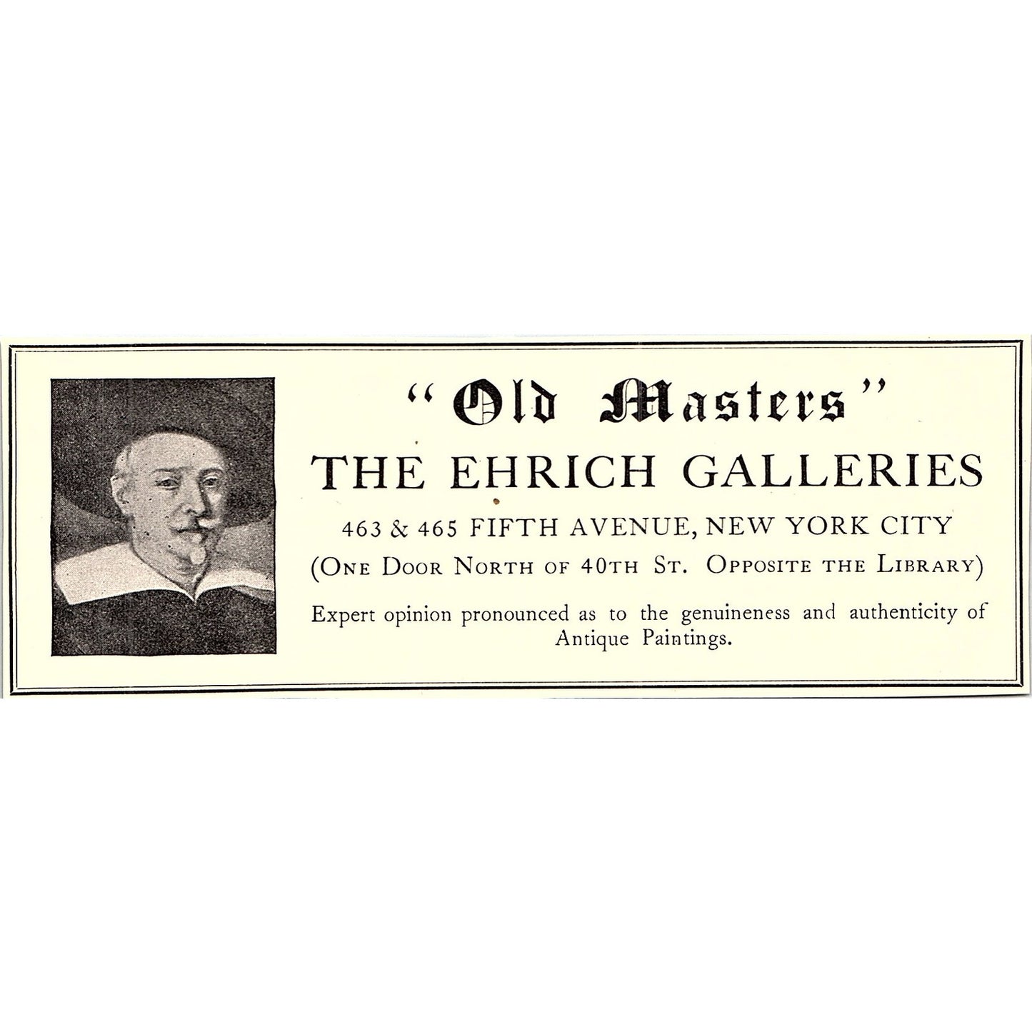 Ehrich Galleries Old Masters 5th Ave New York - 1906 Ad AF5-3