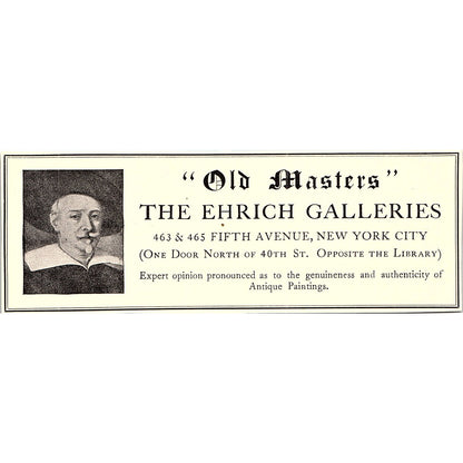 Ehrich Galleries Old Masters 5th Ave New York - 1906 Ad AF5-3