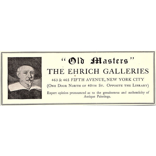 Ehrich Galleries Old Masters 5th Ave New York - 1906 Ad AF5-3