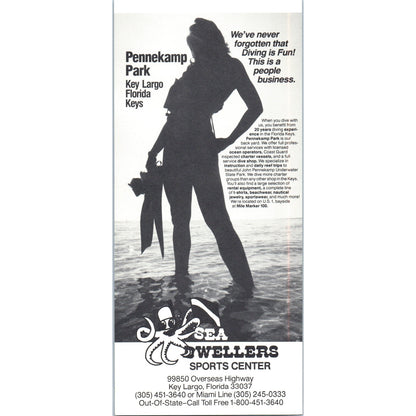 1980s Sea Dwellers Dive Pennekamp Park Key Largo Florida Leaflet TF4-BA