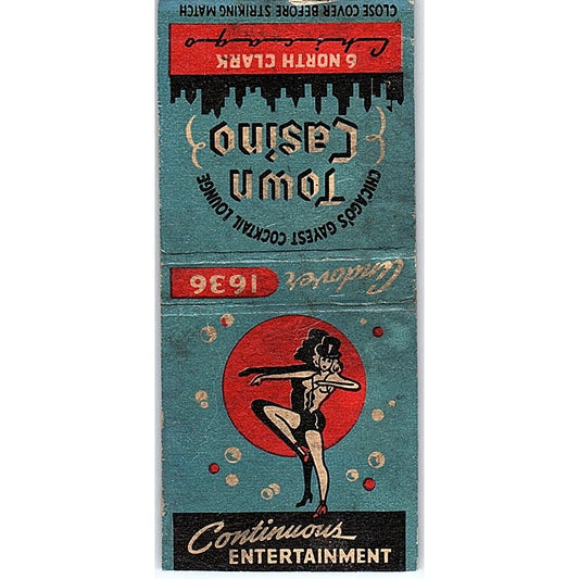 Town Casino Chicago Pinup Vintage Matchbook Cover SE5-Y2