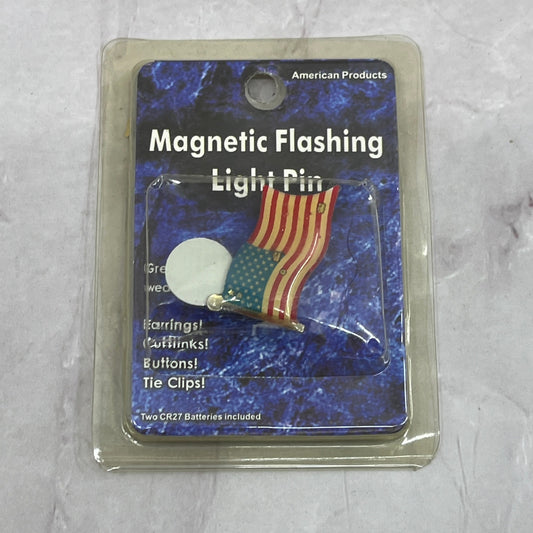 Vintage American Flag Magnetic Flashing Light Pin NOS Sealed in Package SE2