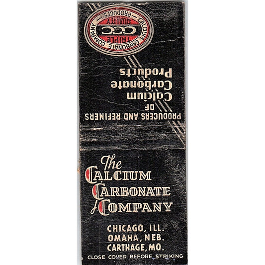 The Calcium Carbonate Company Chicago Omaha Carthage Vtg Matchbook Cover SF3-Y7