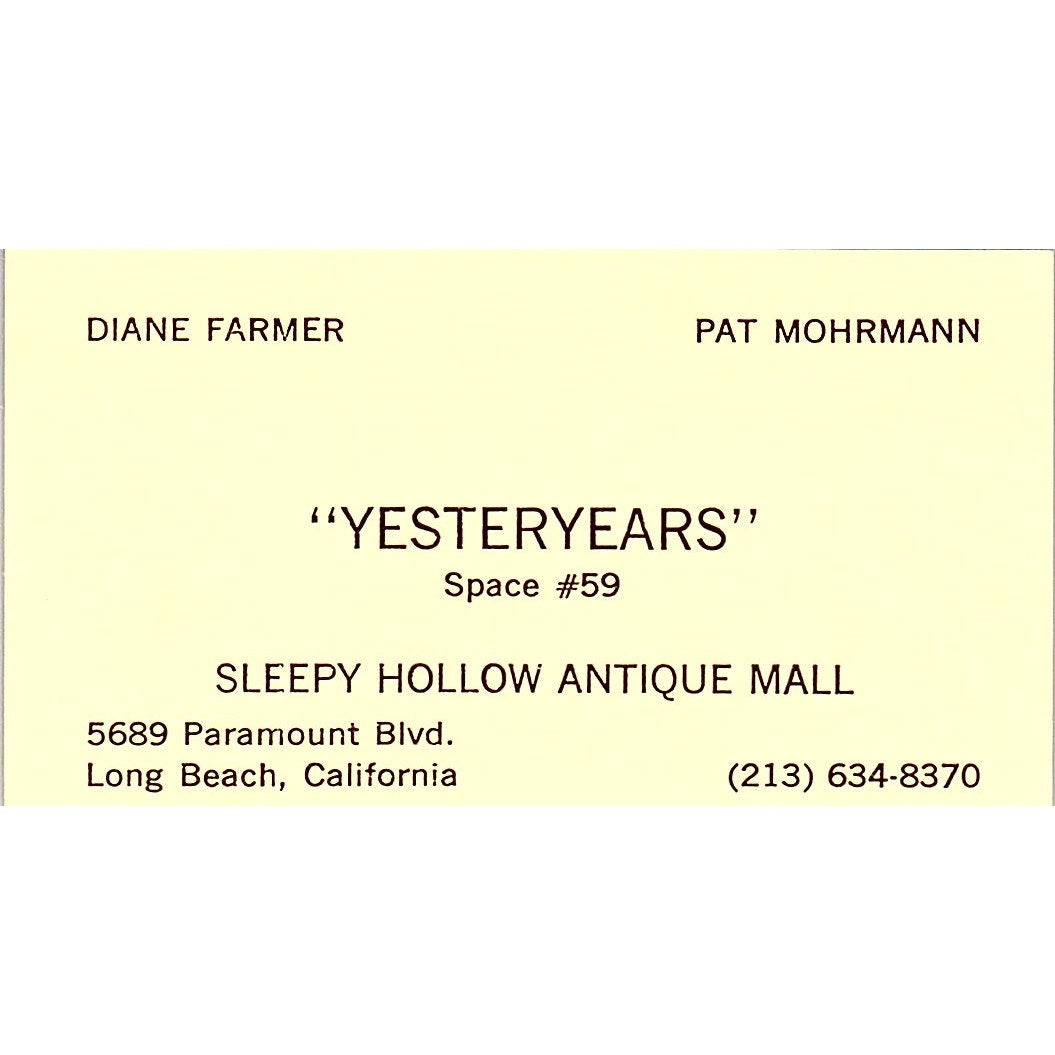 Yesteryears Sleepy Hollow Antique Mall Farmer Mohrmann Long Beach Card SE3-B16