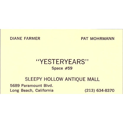 Yesteryears Sleepy Hollow Antique Mall Farmer Mohrmann Long Beach Card SE3-B16