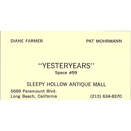 Yesteryears Sleepy Hollow Antique Mall Farmer Mohrmann Long Beach Card SE3-B16
