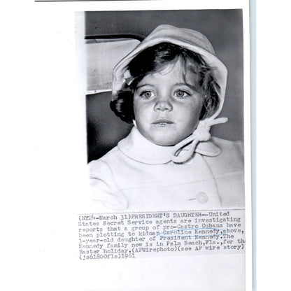 Caroline Kennedy During Cuban Kidnapping Plot 1961 6x8 Original Press Photo D1-P