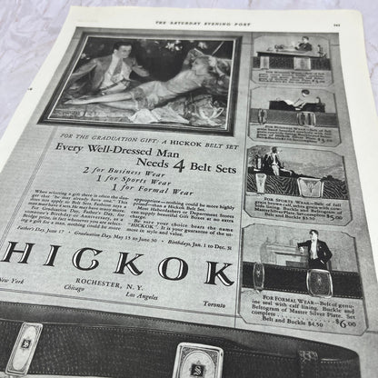 Hickok Men's Belt Set Rochester NY 1928 Original Magazine Advertisement FL6-8