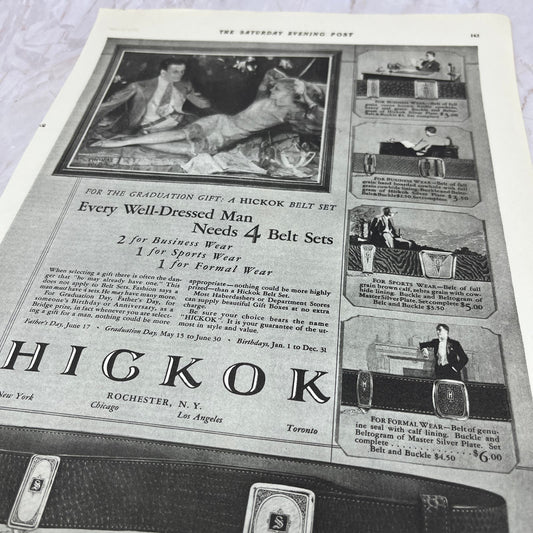 Hickok Men's Belt Set Rochester NY 1928 Original Magazine Advertisement FL6-8