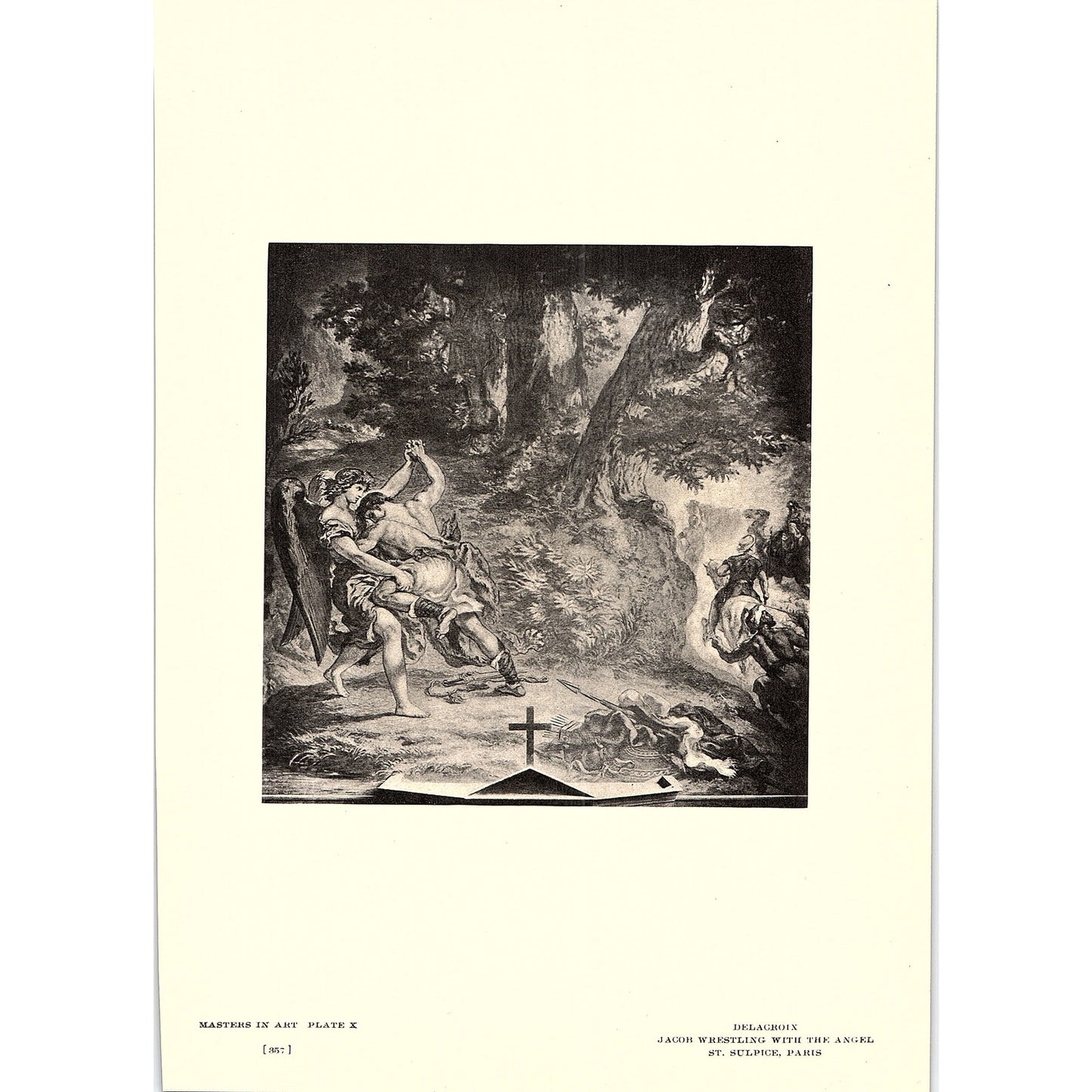 Jacob Wrestling With The Angel - Delacroix - 1902 Litho Art Print AF4-5