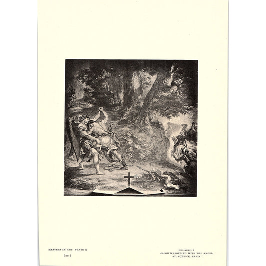 Jacob Wrestling With The Angel - Delacroix - 1907 Litho Art Print AF4-5