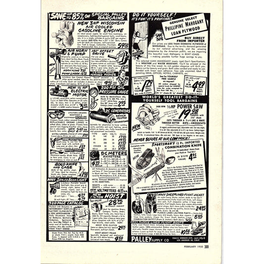 Palley Supply Co Los Angeles CA 1955 Ad AG1-5