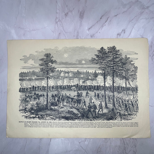 Battle of Ream's Station VA, Rhode Island Regiments 1894 Engraving V14-5