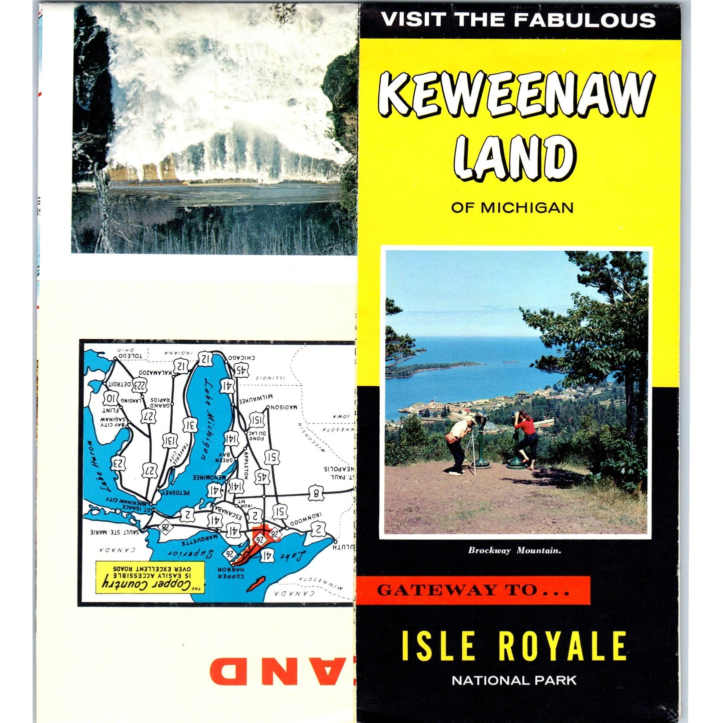 Vintage Keweenaw Land of Michigan Fold Out Map & Travel Brochure TF4-B4