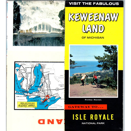 Vintage Keweenaw Land of Michigan Fold Out Map & Travel Brochure TF4-B4