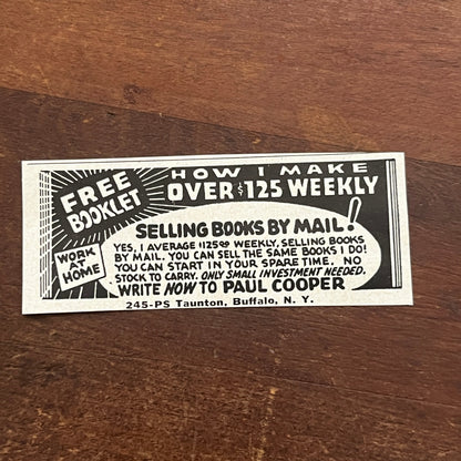 Sell Books By Mail - Paul Cooper Buffalo NY 1955 Ad AF9-S2