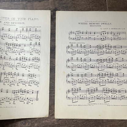 Where Memory Dwells Meditation Louis A Drumheller 1909 Sheet Music V13