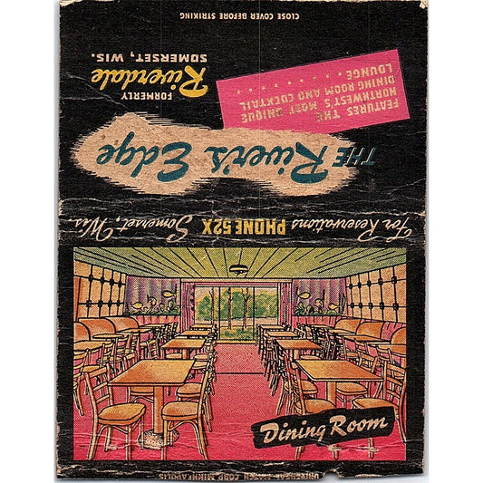 The River's Edge Riverdale Restaurant Somerset WI Large Matchbook Cover ML1-8