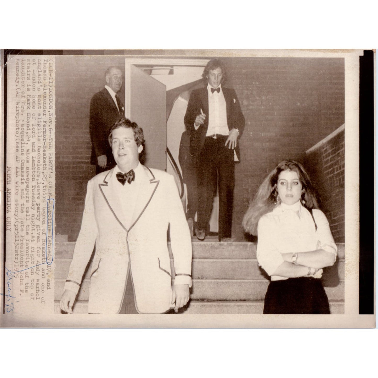 Caroline Kennedy Thomas Alexander Fermor Hesketh 1975 8x10 Press Photo D1-P
