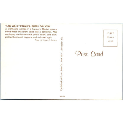 Leb' Wohl Mennonite Woman Pennsylvania Dutch Country Vintage Postcard PD5