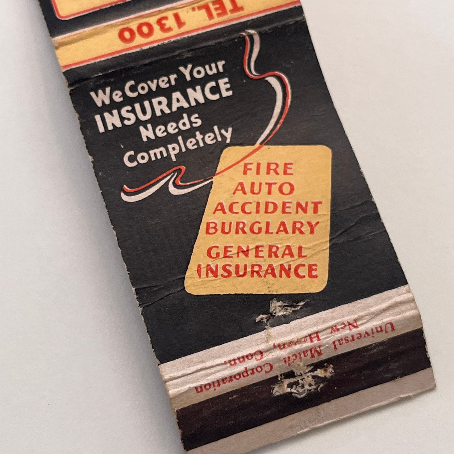 J.P. Mustard Ins Willimantic CT Vintage Matchbook Cover TB8-MB-15