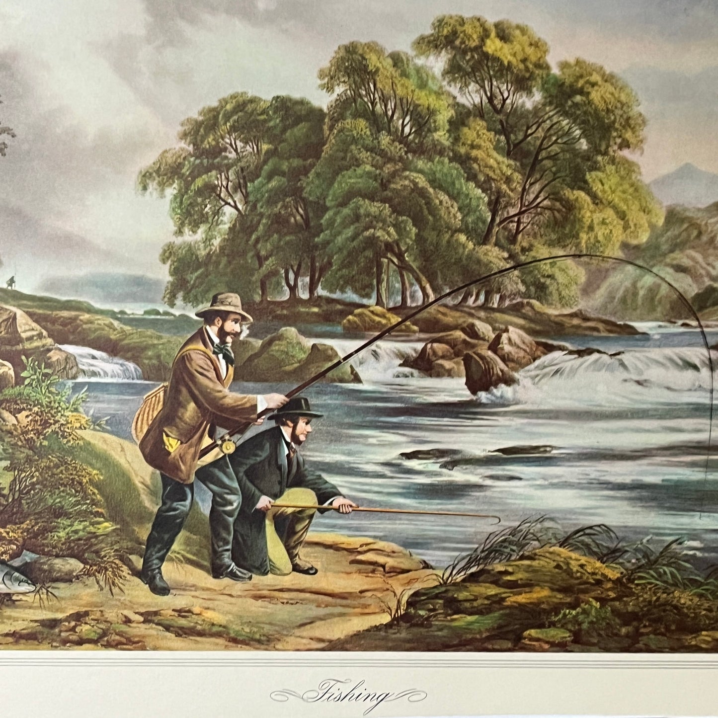 Vintage Salmon Fishing by Alexander Rolfe Art Print 9x12 V4