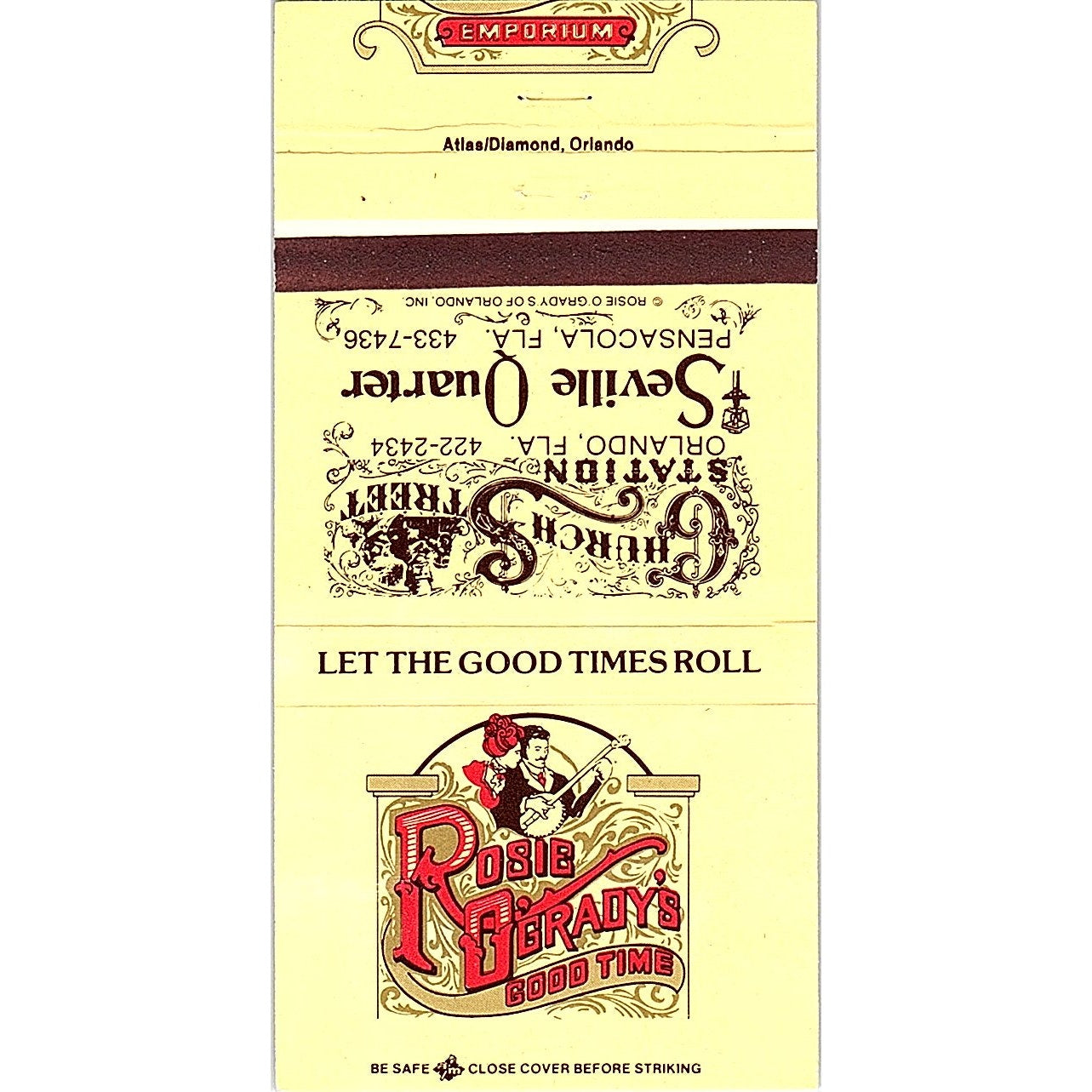 Rosie O'Grady's Good Time Pensacola FL Vintage Matchbook TB6-MB2-8
