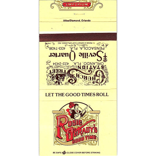Rosie O'Grady's Good Time Pensacola FL Vintage Matchbook MM7-1