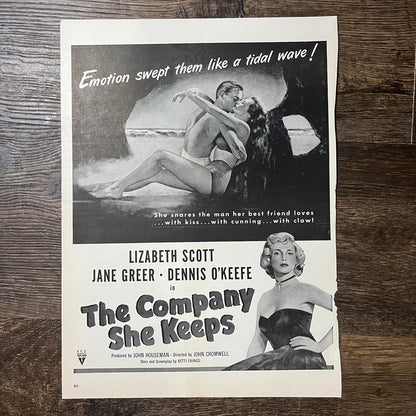 The Company She Keeps Motion Picture Lizabeth Scott Vintage Magazine Ad 11x14 V9