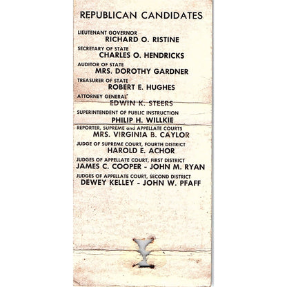 Elect Parker For Governor Republican Vintage Matchbook MM5-8
