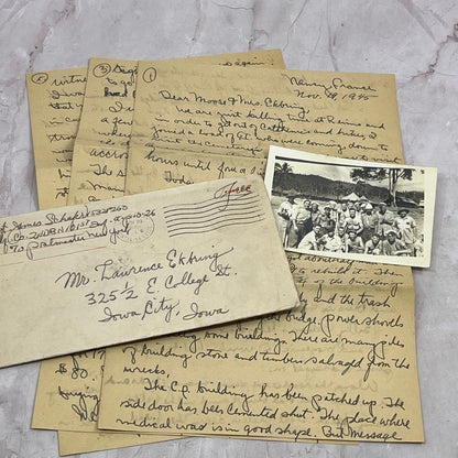 1945 WWII Handwritten Letter & Photo Sgt James Schafer 2nd BM 101st Inf TJ5-TB