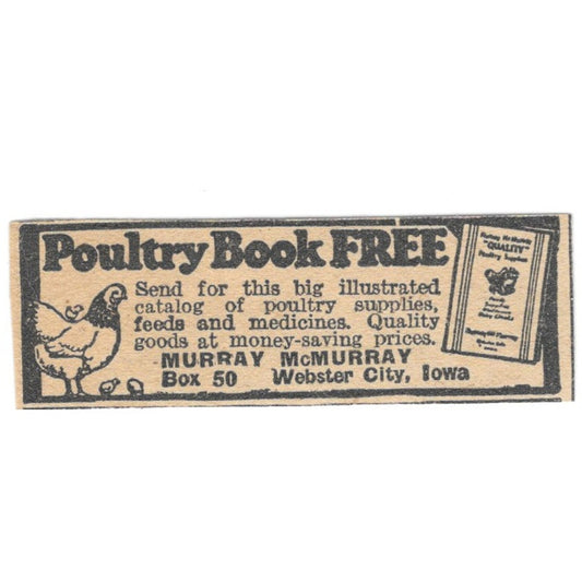 Murray McMurray Poultry Webster City Iowa 1920 Ad AG2-S9