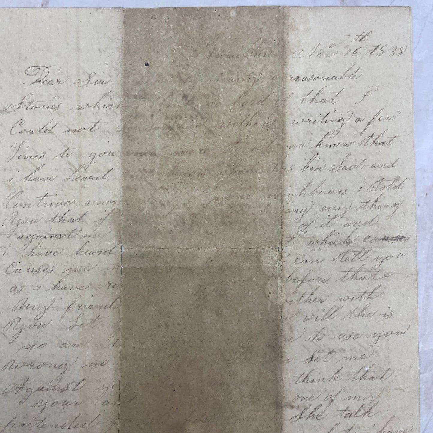 1838 Handwritten Threatening Letter Eber Smith Burrillville RI AE6