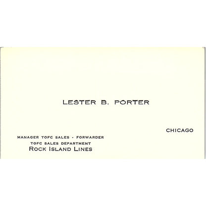 Rock Island Lines Lester B. Porter Chicago Vintage Business Card SB4-B6