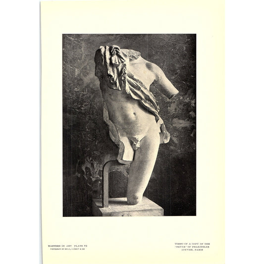 Torso of a Copy of the Satyr of Praxiteles - 1902 Litho Art Print AF4-9