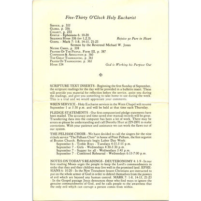 1988 Bruton Parish Church VA 14th Sunday After Pentecost Program AD8-R7