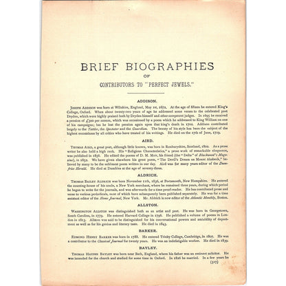 Brief Biographies of Contributors to Perfect Jewels 8 Pages 1884 TA5-CJ-6