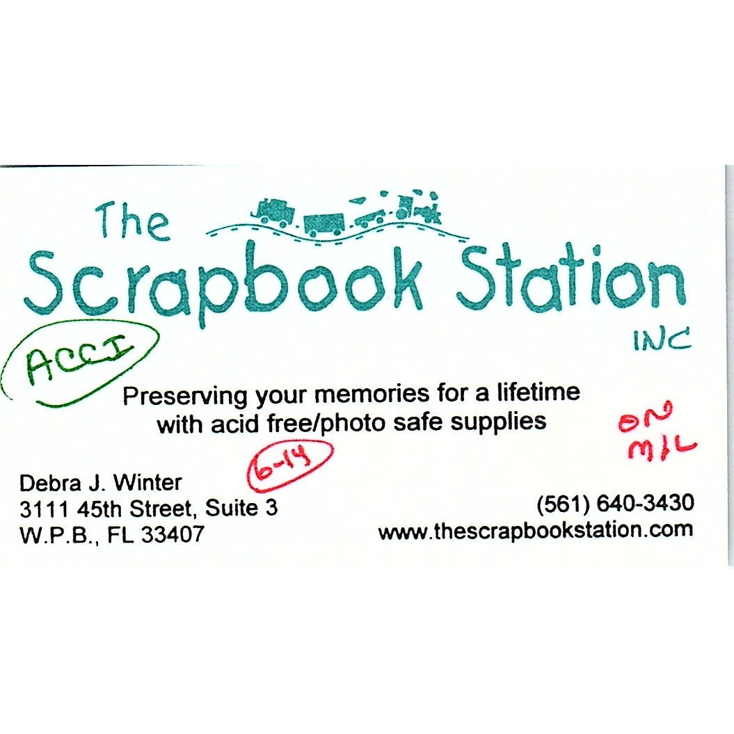 The Scrapbook Station Inc Debra J Winter W.P.B. FL Vintage Business Card SC9-B8