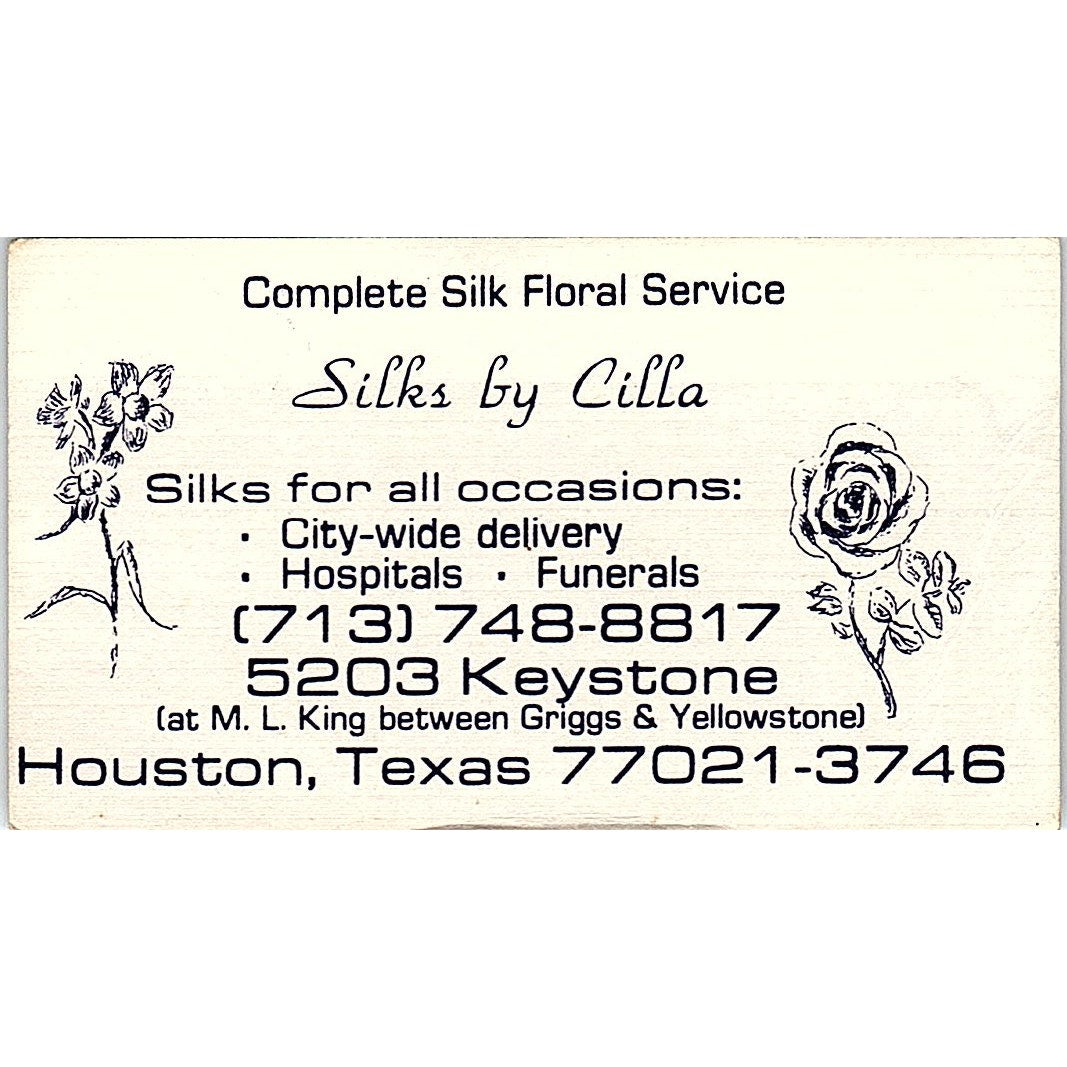 Complete Silk Floral Service, Silks by Cilla Houston, Texas Business Card SF3-B8